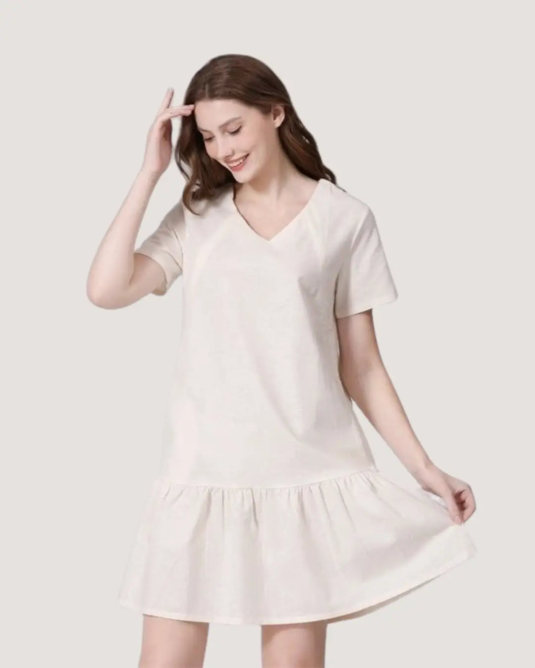Beige Linen Maternity Dress (Clearance)