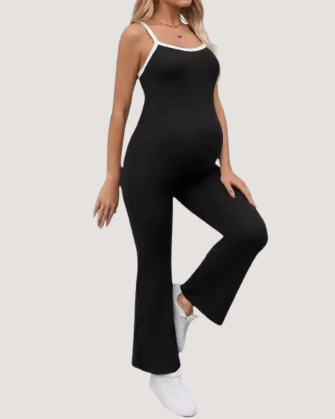 Black Maternity Jumpsuit with Flared Legs