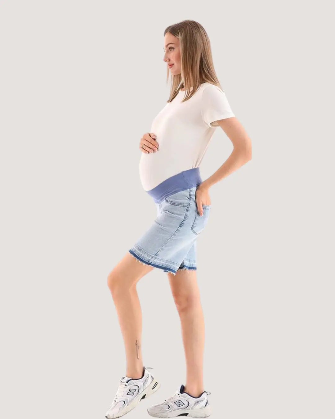 Light Blue Maternity Denim Shorts