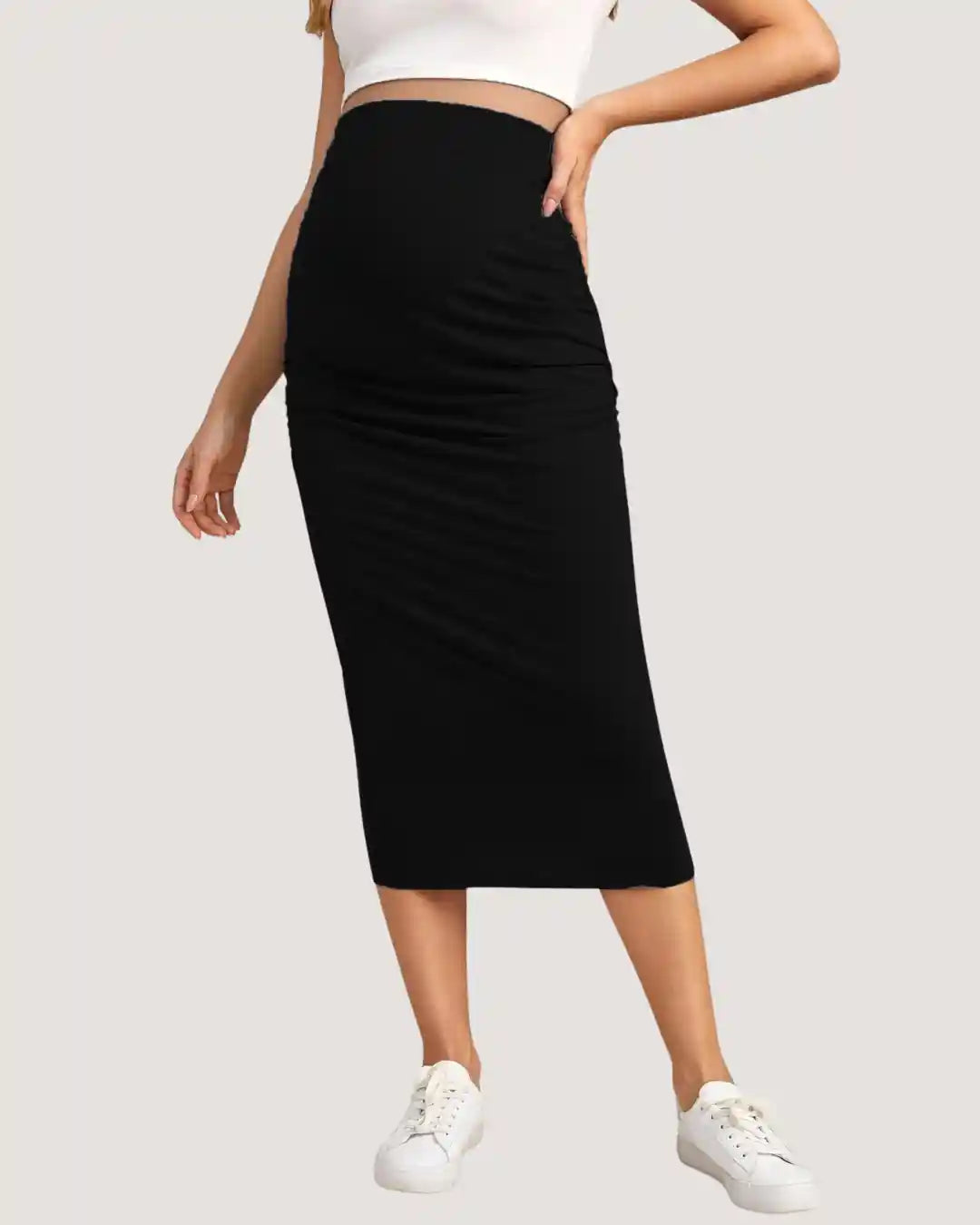 Black Maternity Midi Skirt
