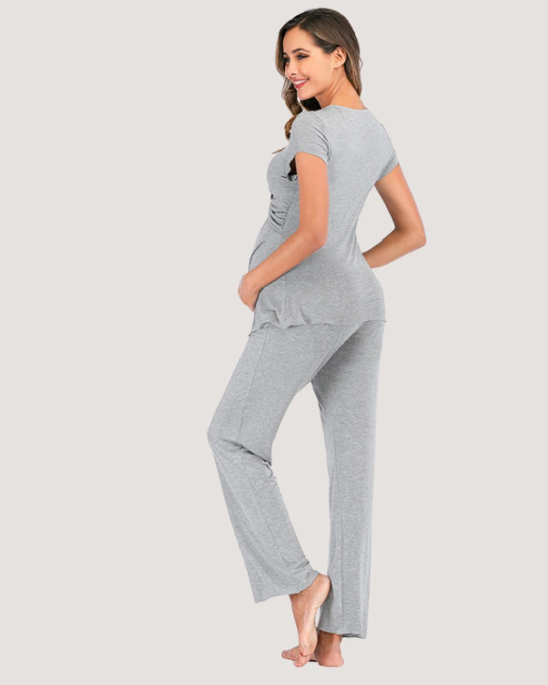 Gray Crossover Maternity & Nursing Set