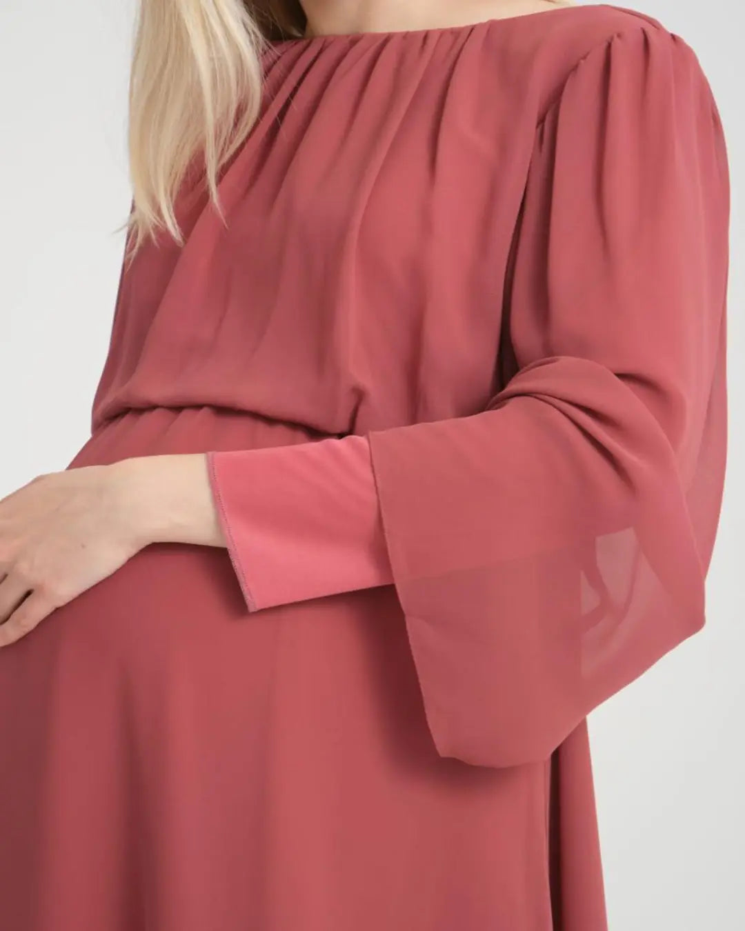Dusty Rose Chiffon Maternity Evening Dress (Clearance)