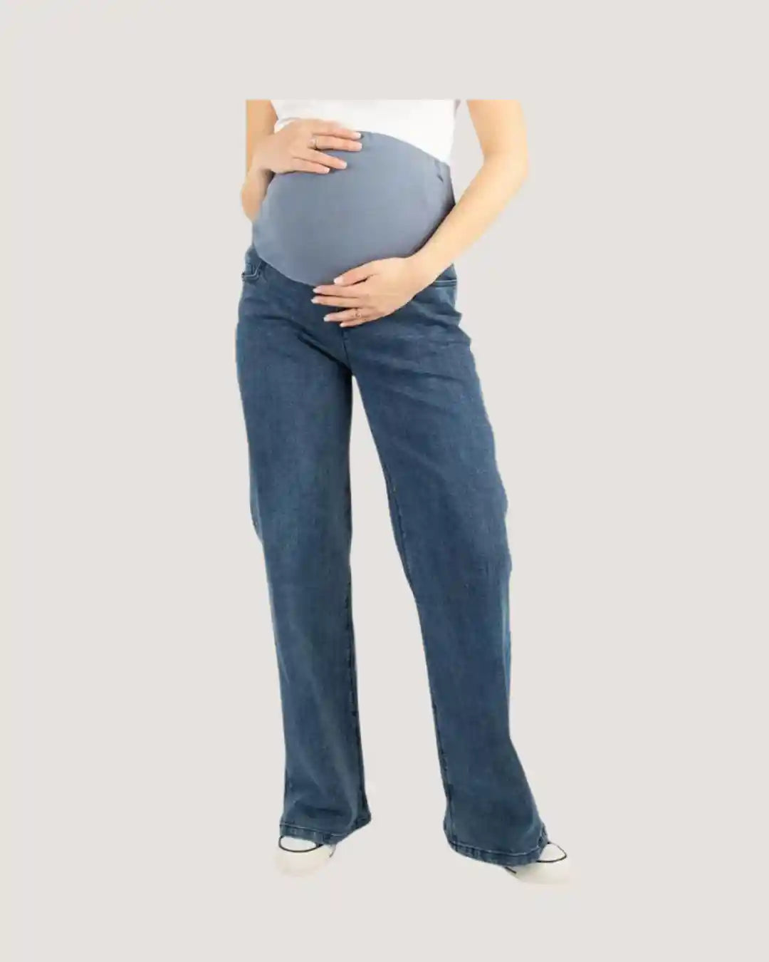 Straight-Cut Blue Maternity Jeans