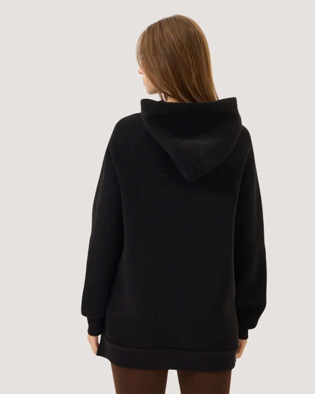 Black Fleece-Lined Maternity & Nursing Hoodie