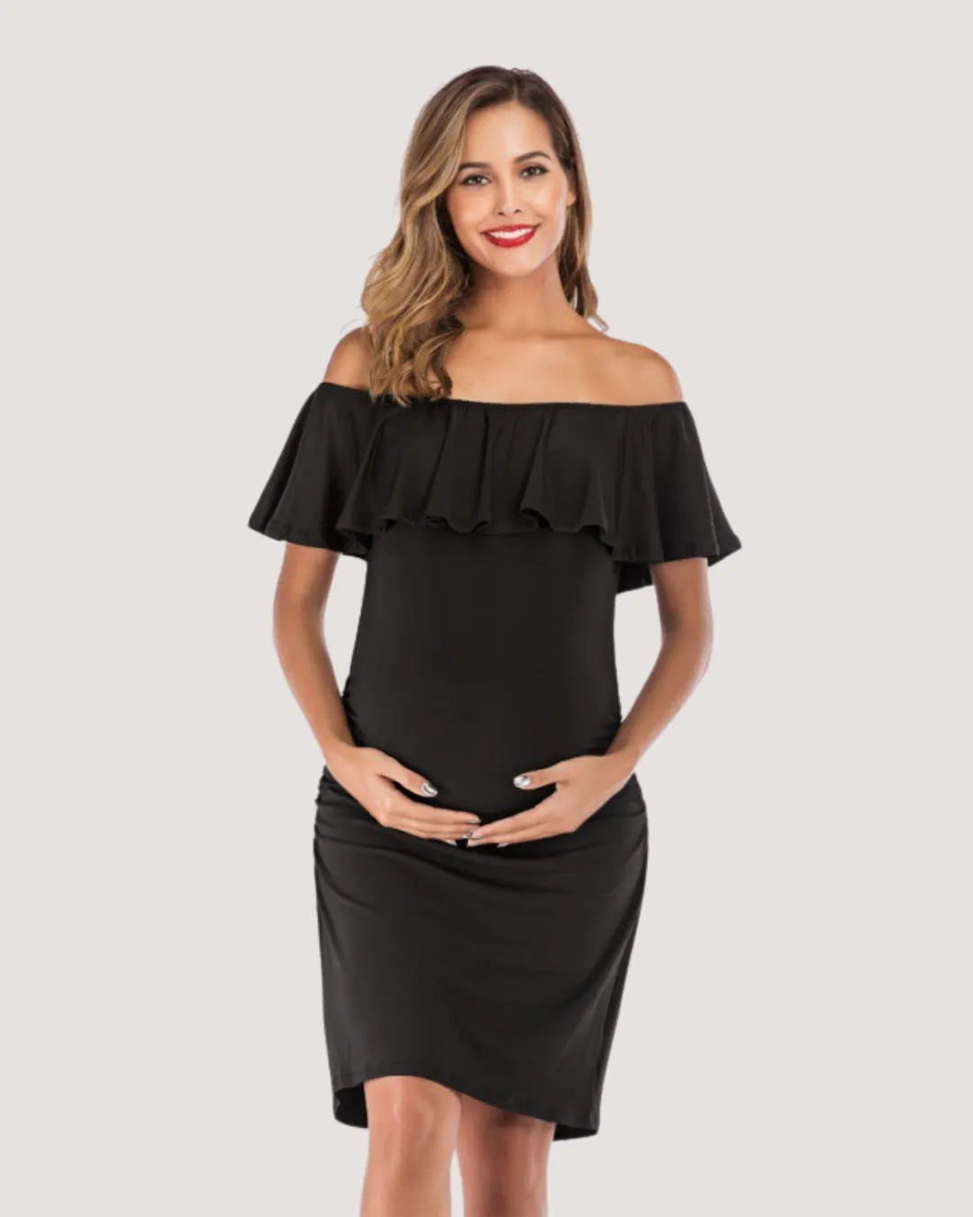 Chic Off-Shoulder Maternity Dress (Clearance)