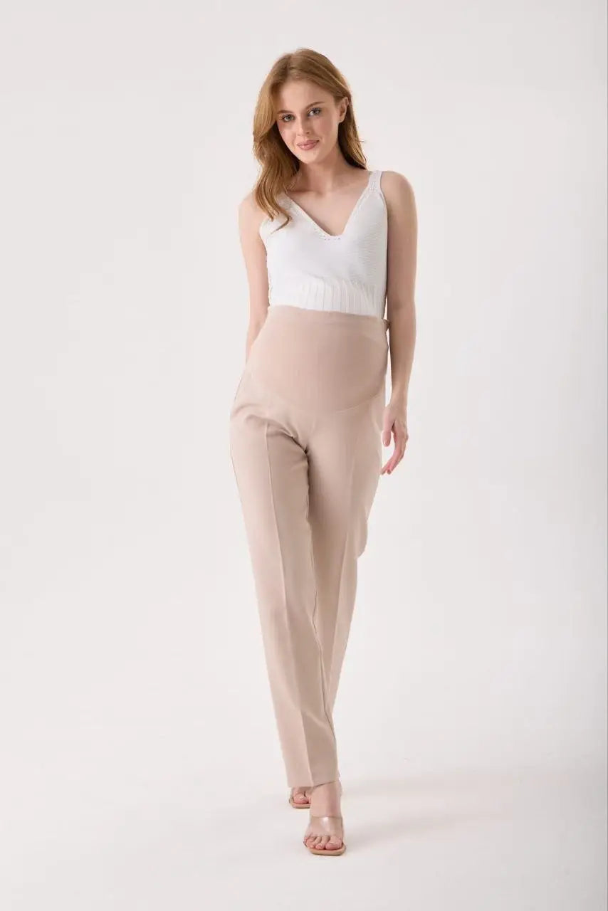 Beige Maternity Formal Pants