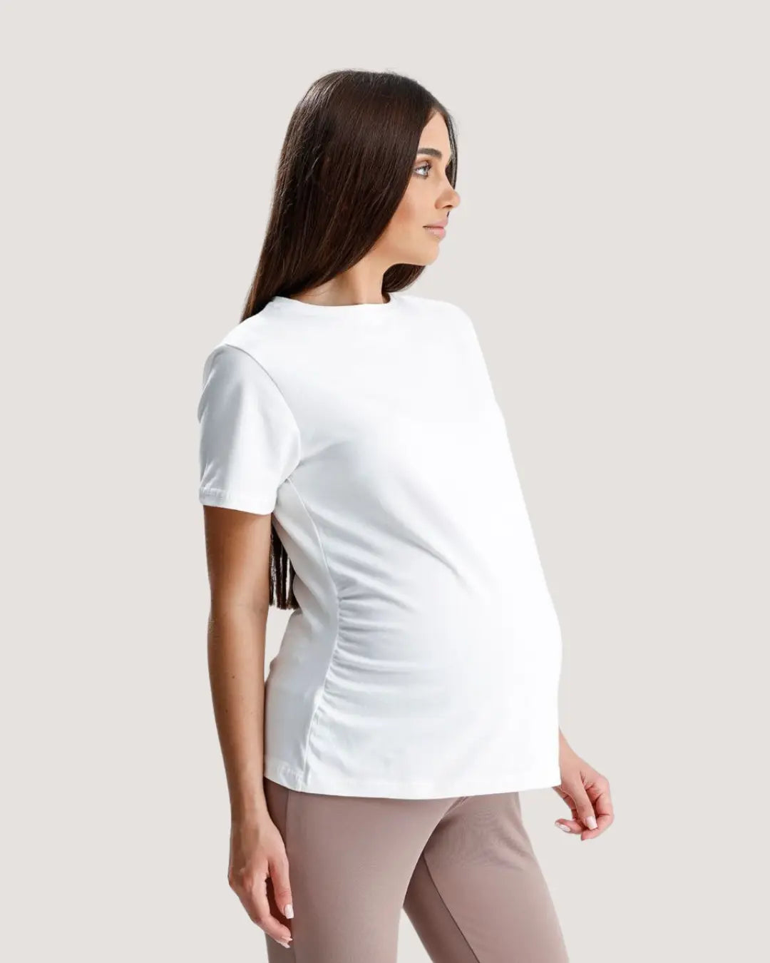 Basic White Short-Sleeve Maternity Top