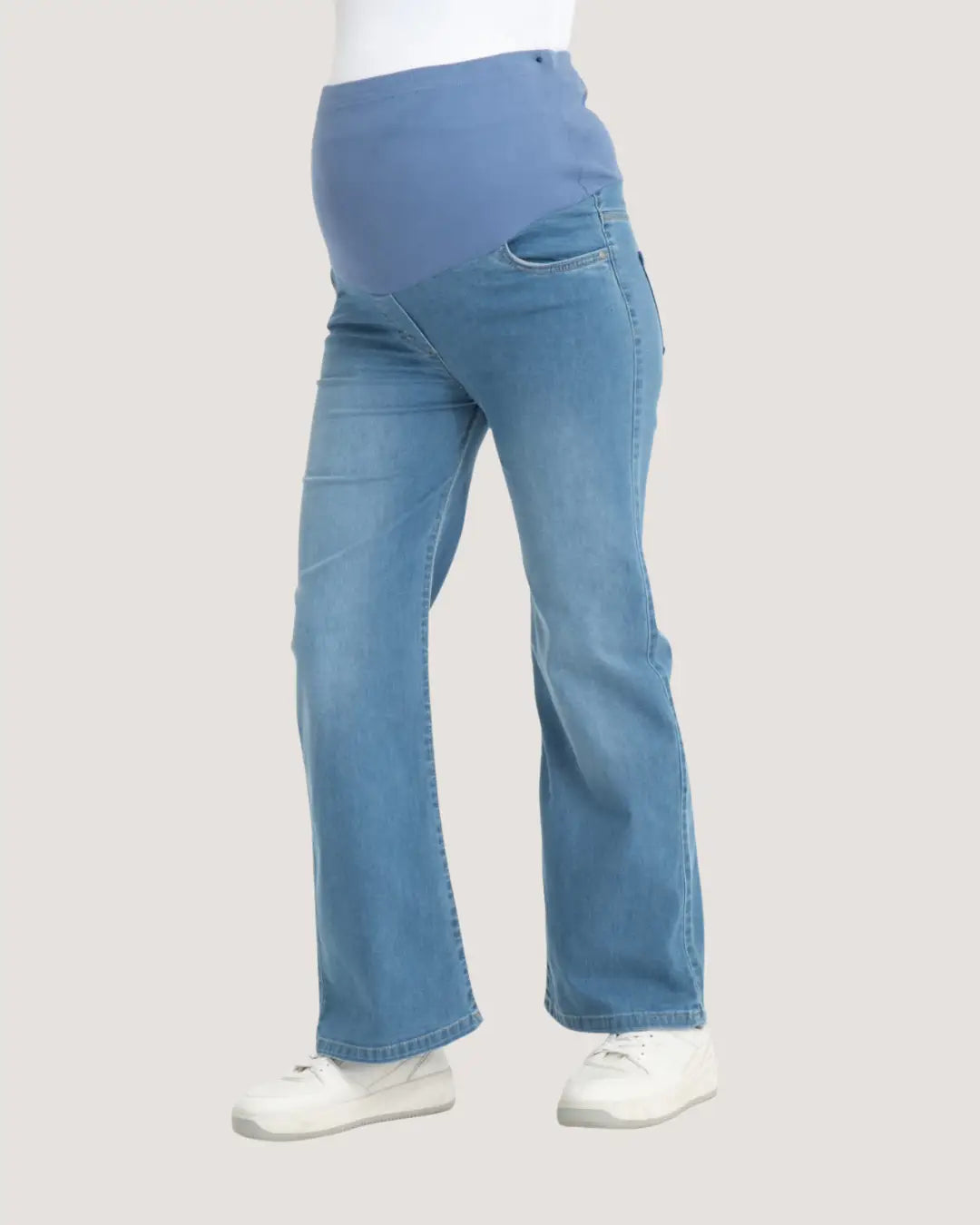 Light Blue Straight-Cut Maternity Jeans - Turkish Denim
