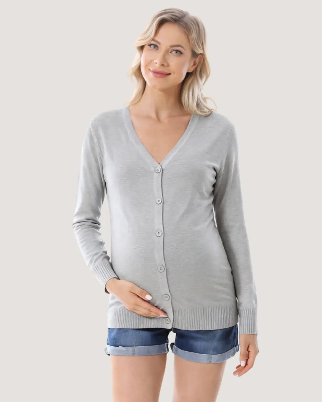 Grey Classic Maternity Cardigan
