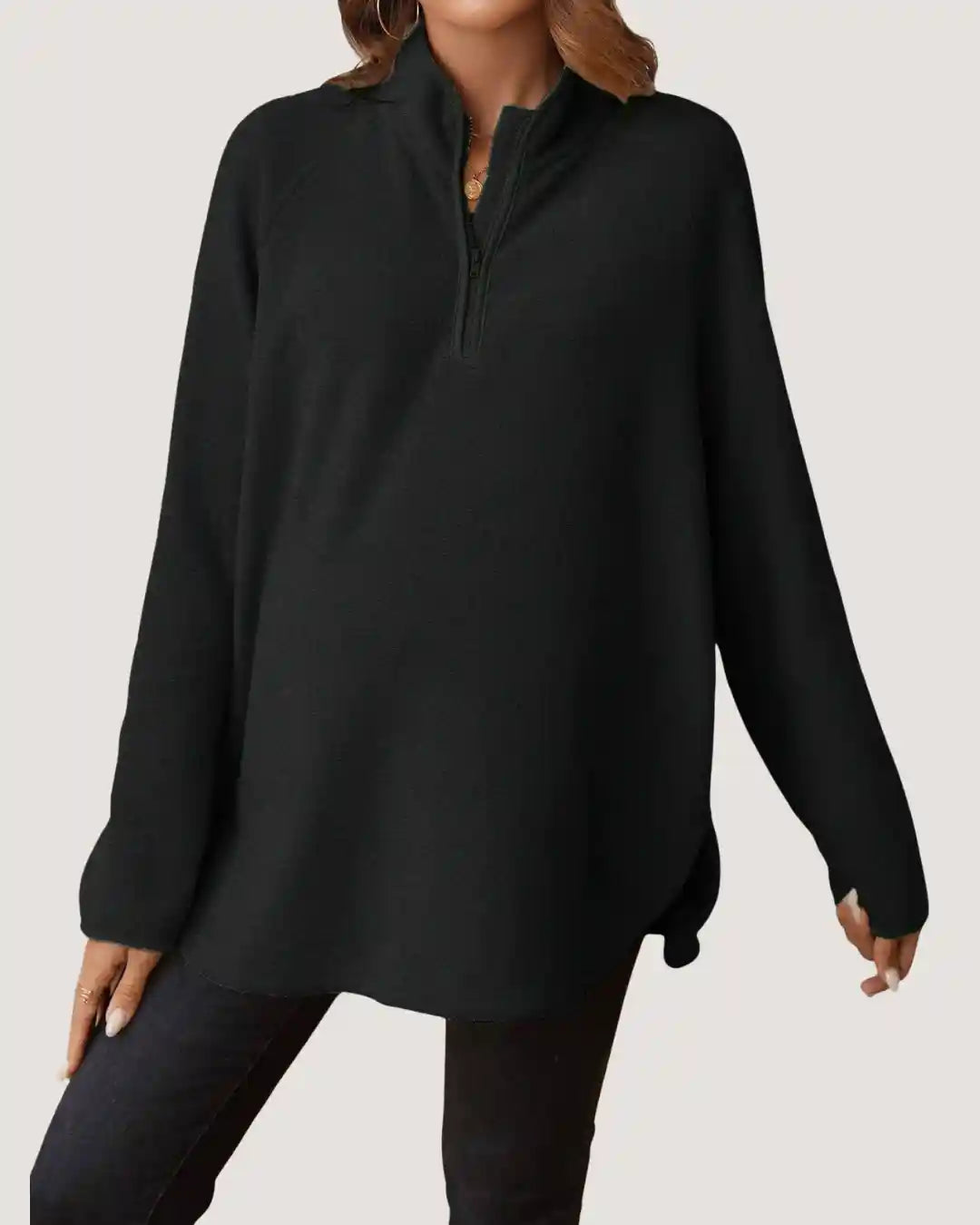 Black Maternity Fleece Pullover