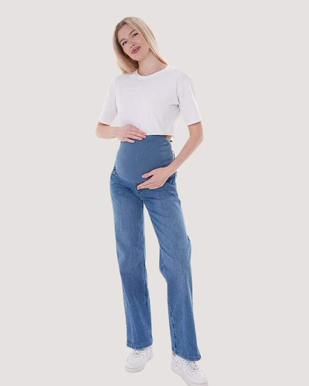 Blue Straight Cut Maternity Jeans