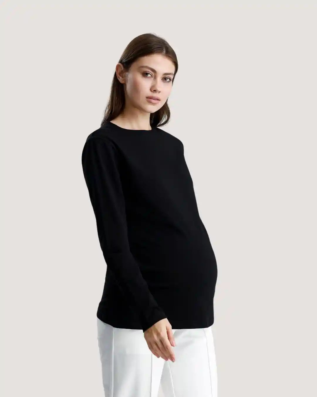 Basic Black Long-Sleeve Maternity Top