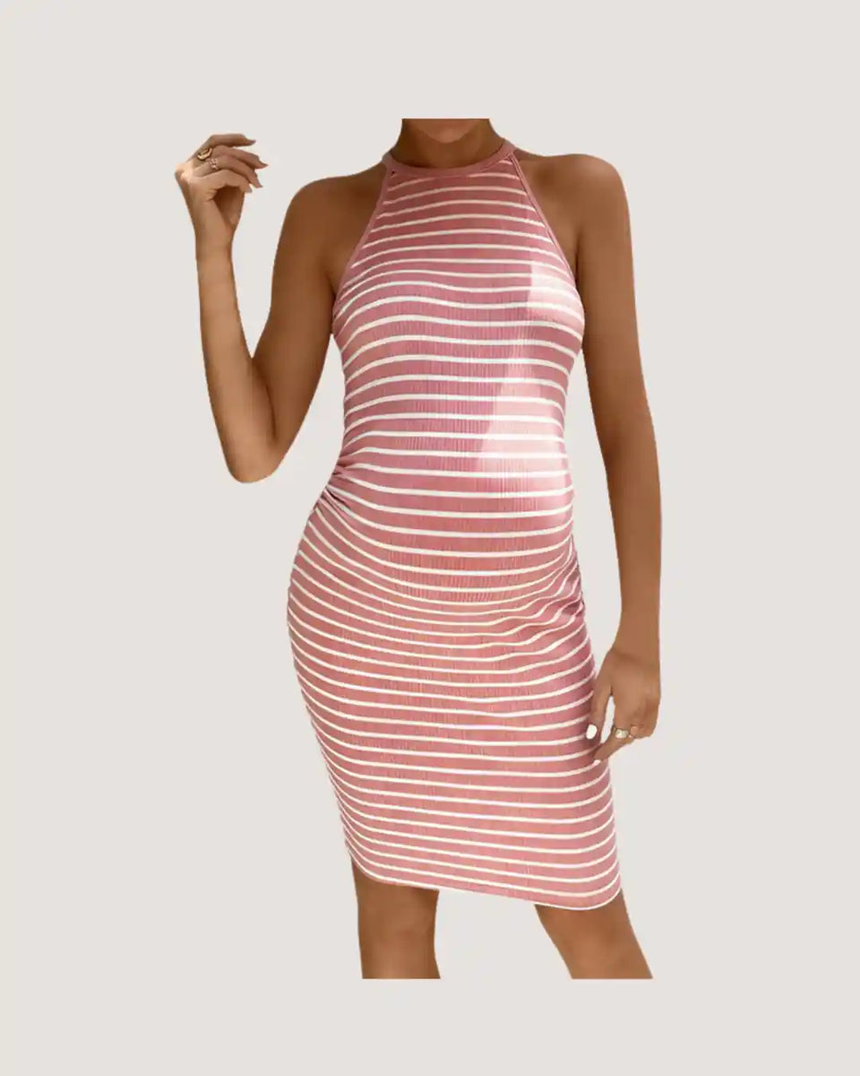 Striped Maternity Bodycon Dress