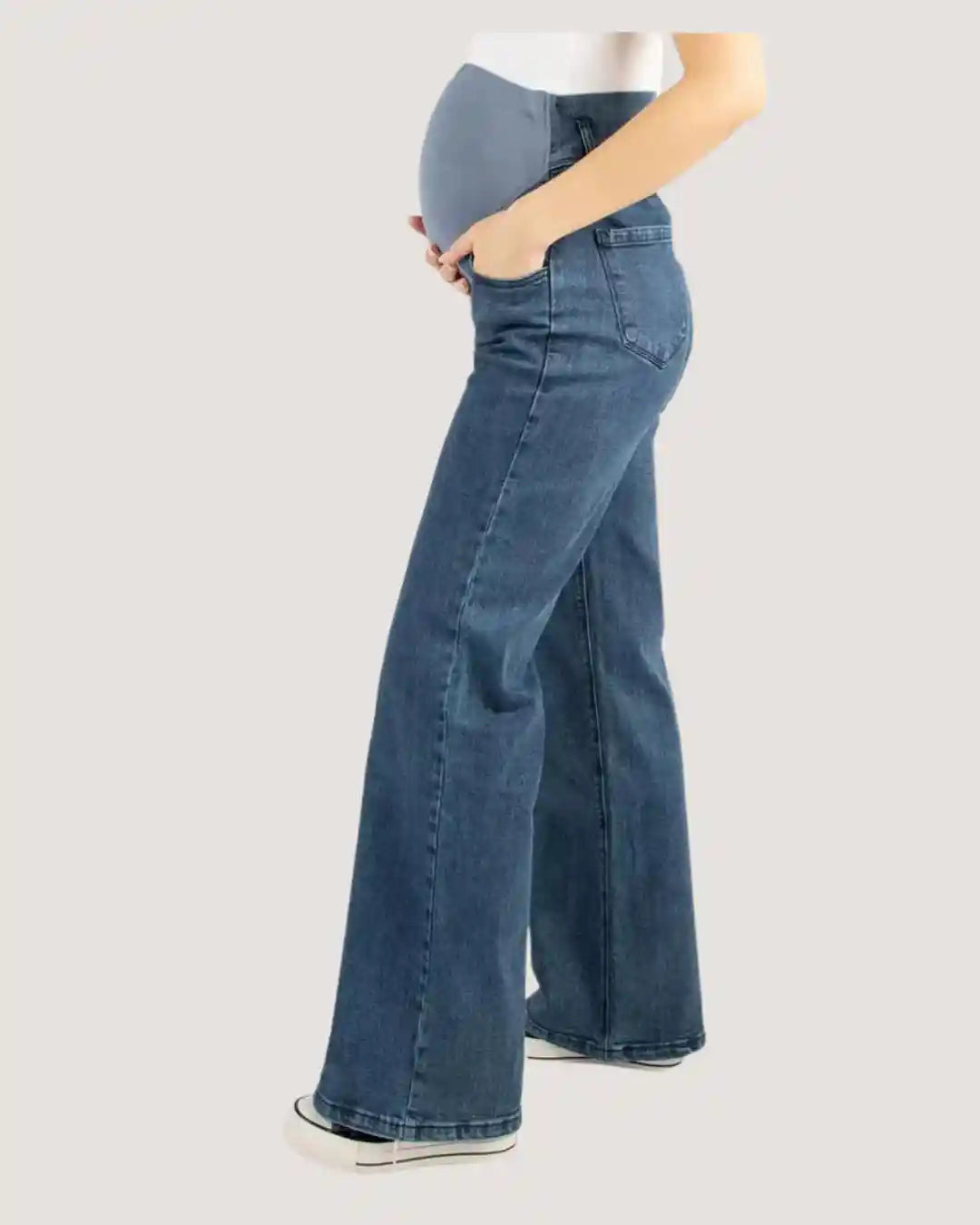 Straight-Cut Blue Maternity Jeans
