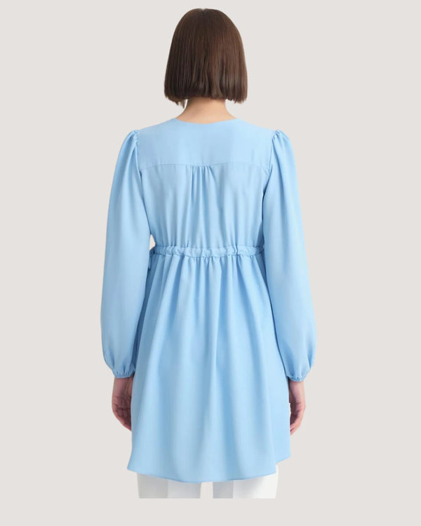 Baby Blue Maternity Tunic with Front Button Design