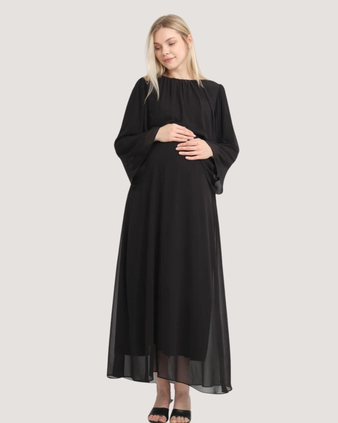 Black Chiffon Maternity Evening Dress