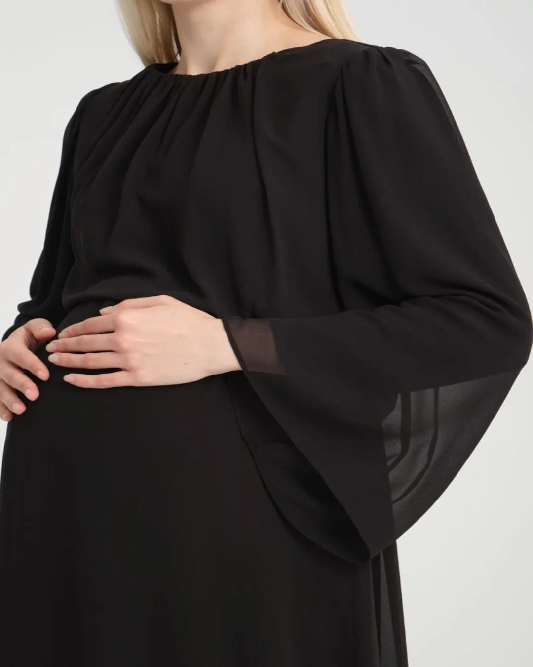 Black Chiffon Maternity Evening Dress