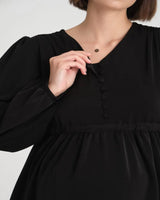 Black Maternity Tunic with Front Button Design