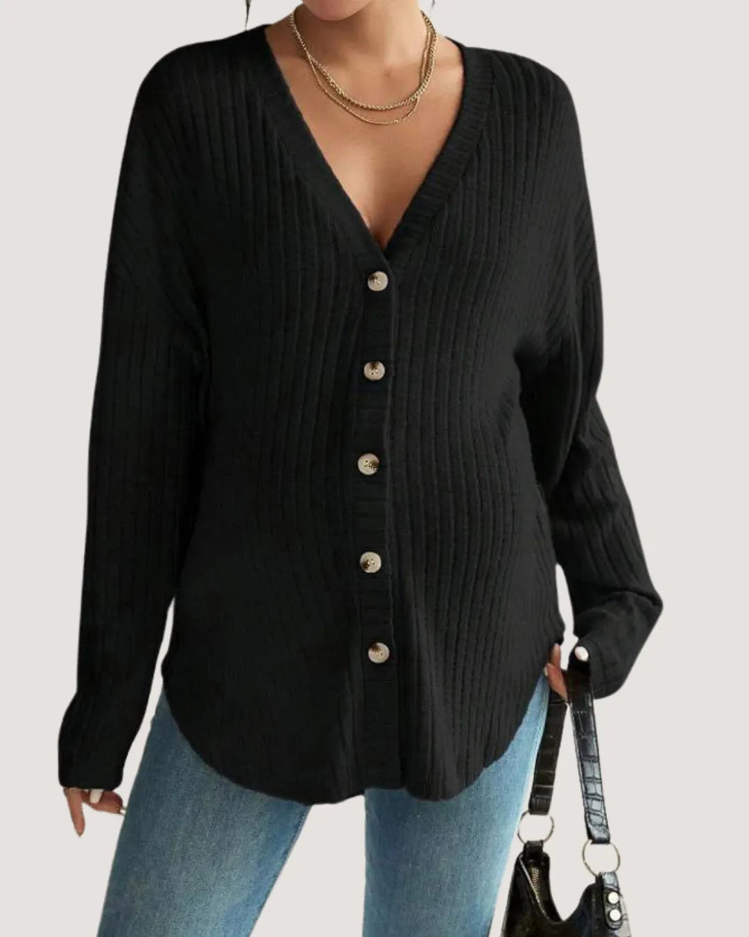 Black Ribbed Maternity Cardigan