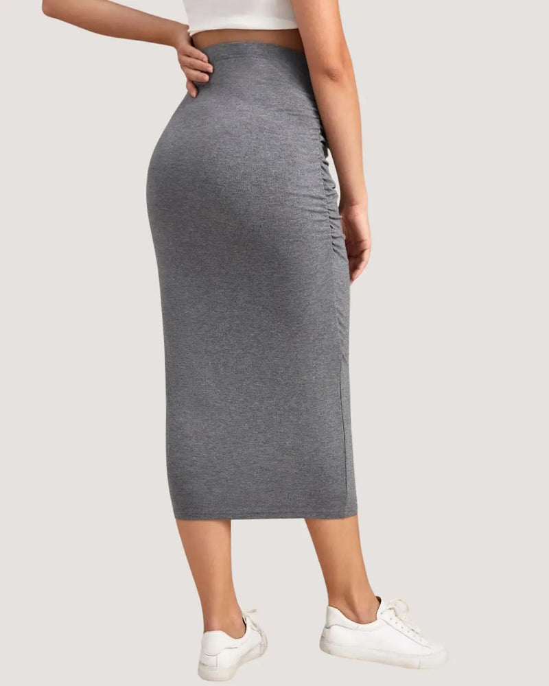 Gray Maternity Midi Skirt