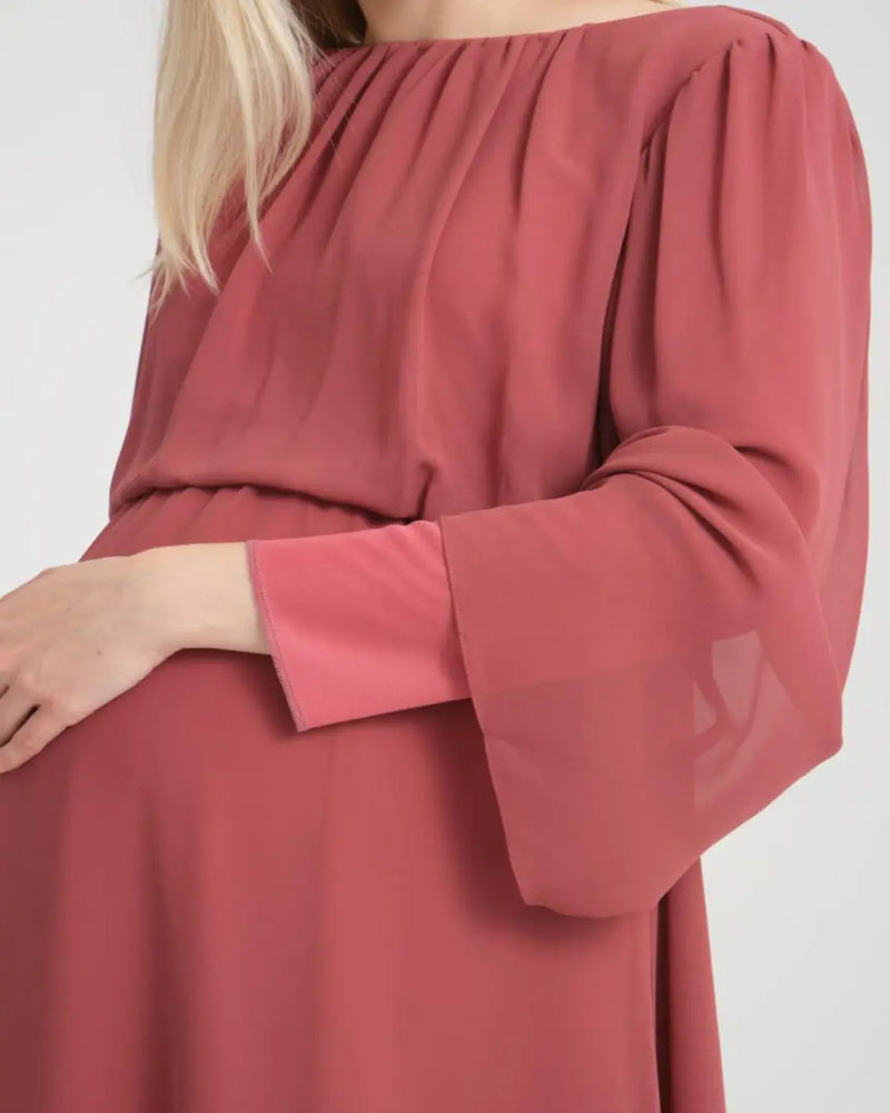 Dusty Rose Chiffon Maternity Evening Dress