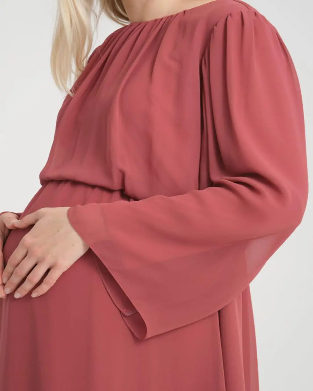 Dusty Rose Chiffon Maternity Evening Dress