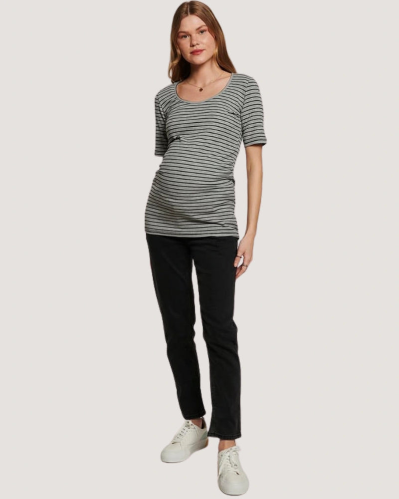 Maternity Striped Scoop Neck Top