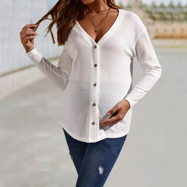 Plus Size White Maternity Top