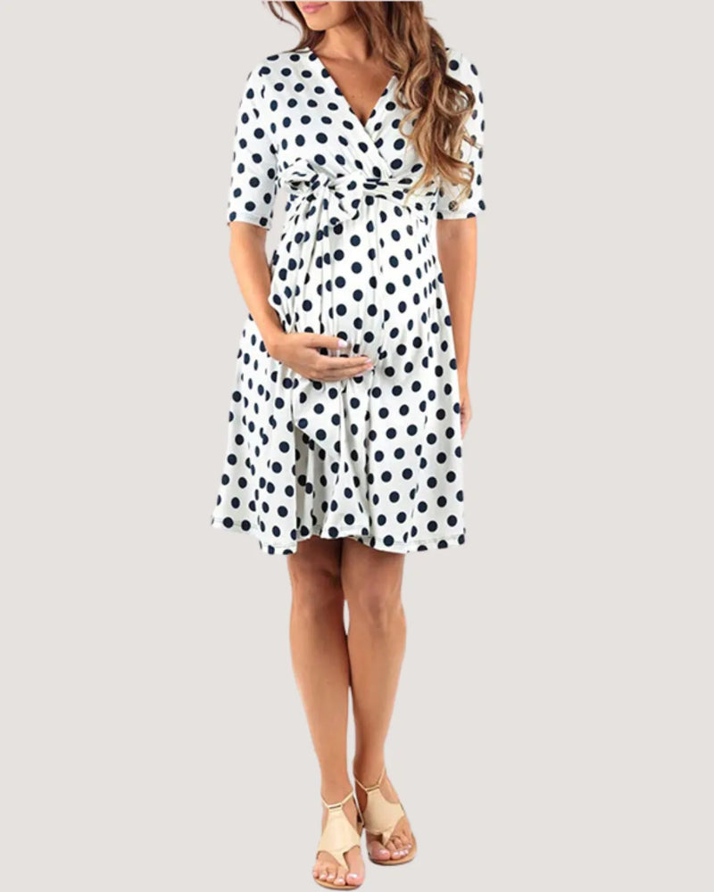 Polka Dot White Maternity Dress