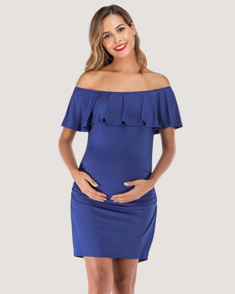 Chic Off-Shoulder Maternity Dress