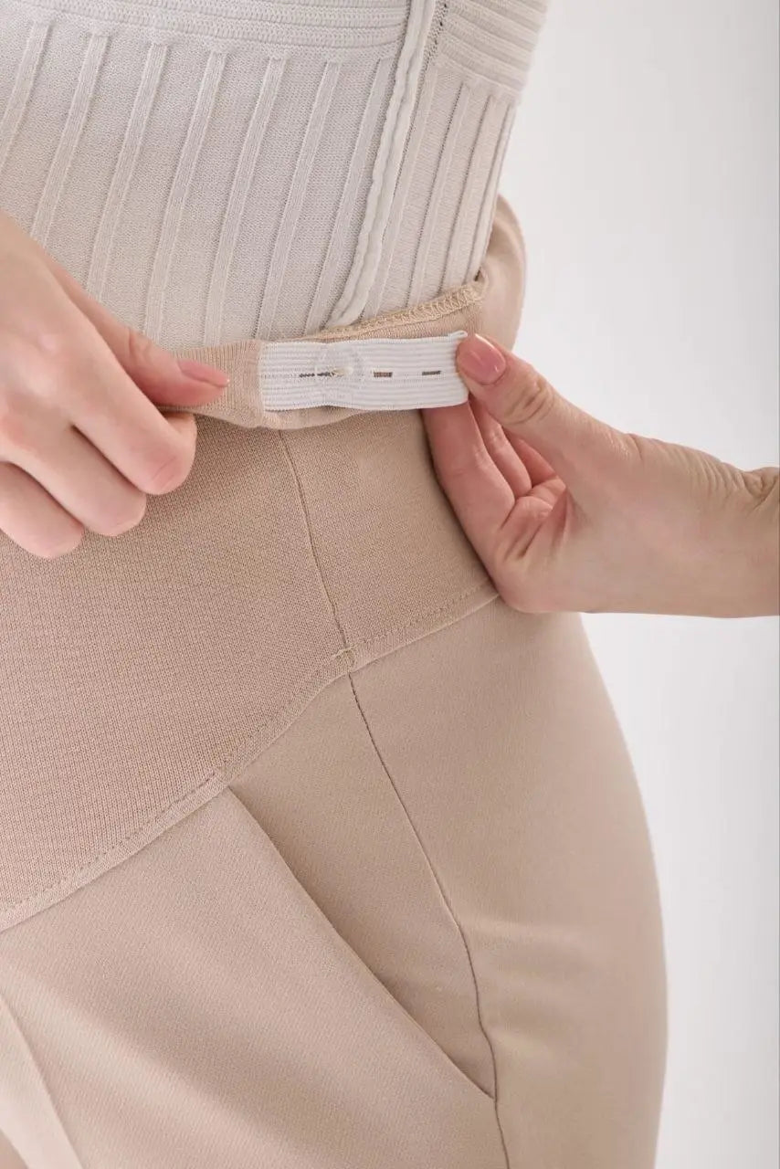 Beige Maternity Formal Pants