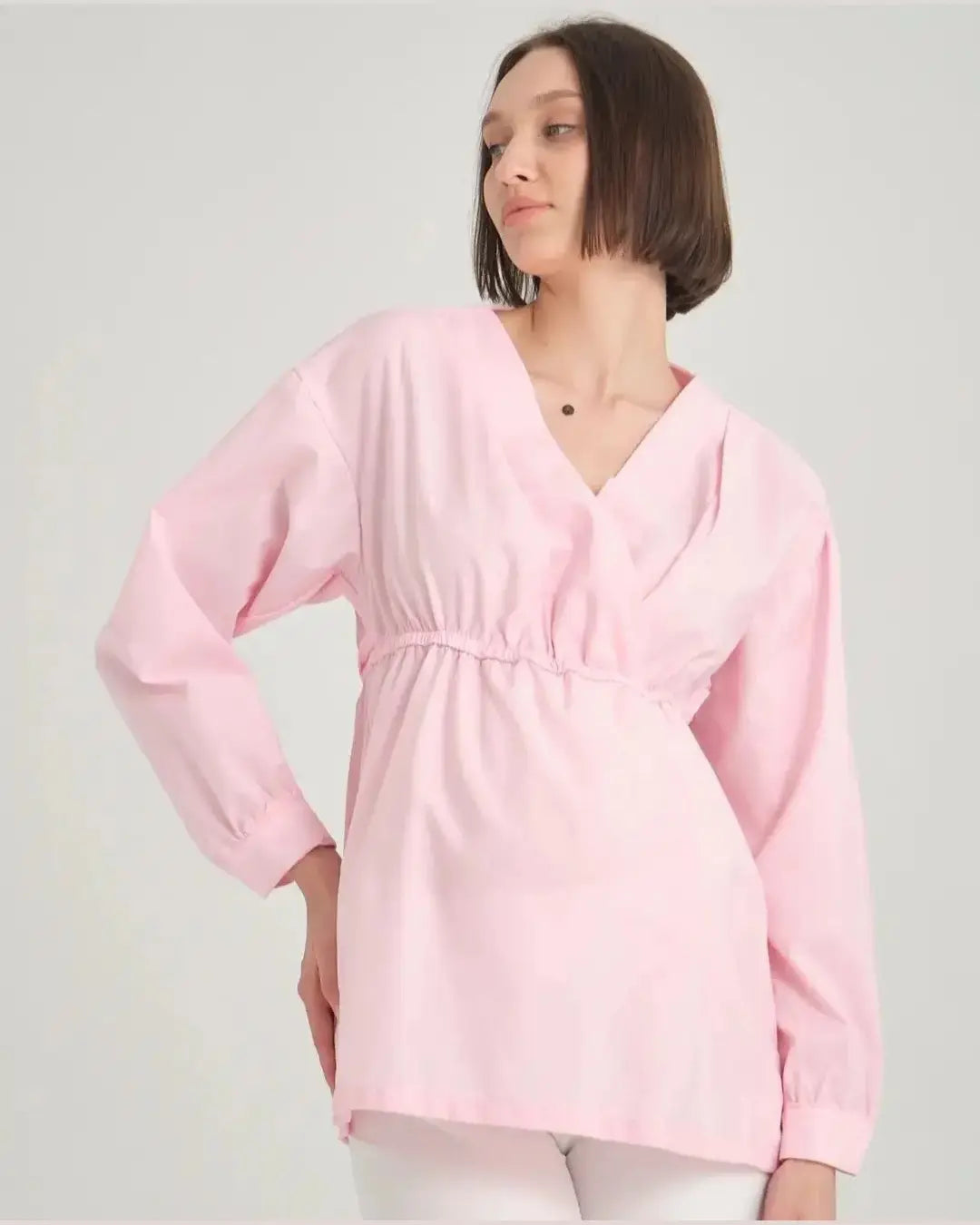 Comfort-Fit Pink Maternity Tunic