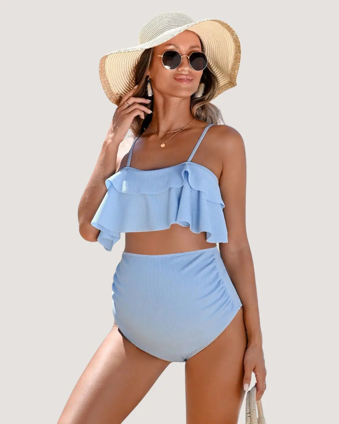 Blue two-pieces Maternity Swimsuit