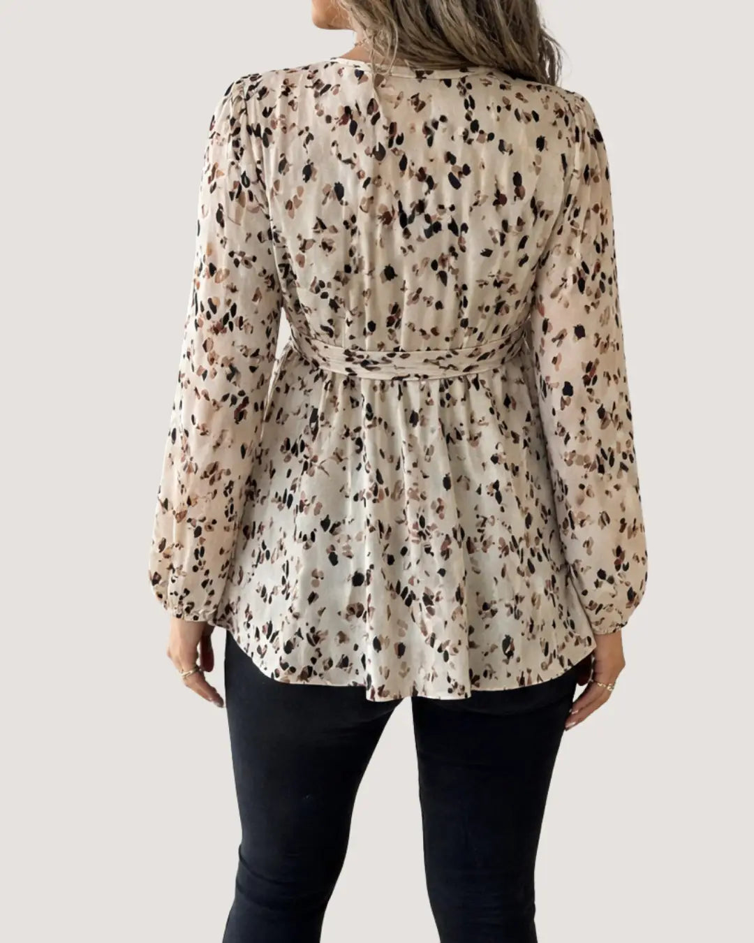 Beige Abstract Print Maternity Blouse