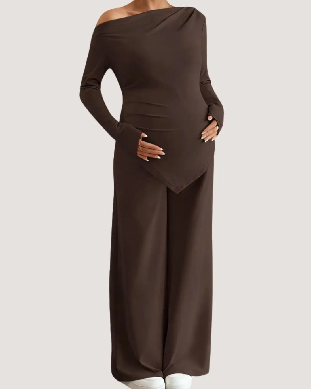 Off-Shoulder Maternity Two-Piece Set